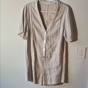 Elegant Beige Button-Down Romper